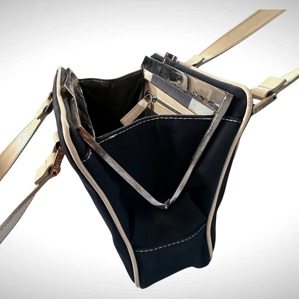 Vintage Fendi Mini Boston Top Handle Bag Navy Blue Satchel Luxury‎ Travel Preppy - Picture 8 of 16